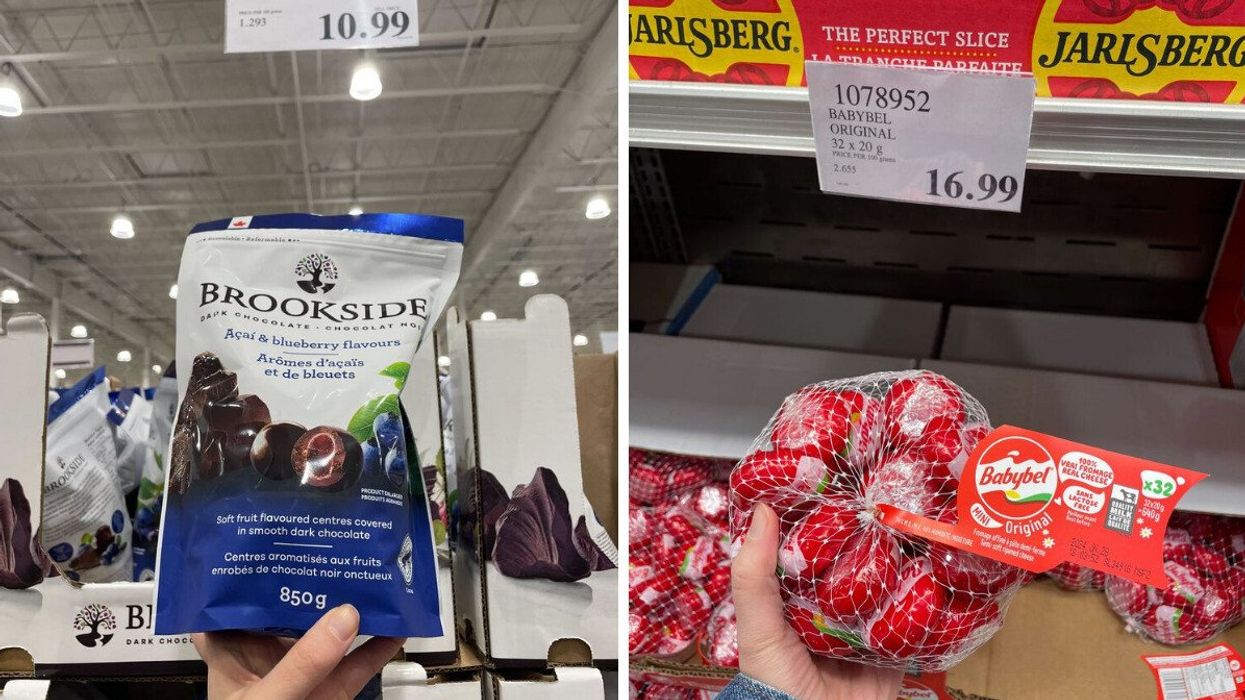 brookside chocolate at costco. right: babybell mini cheeses at costco