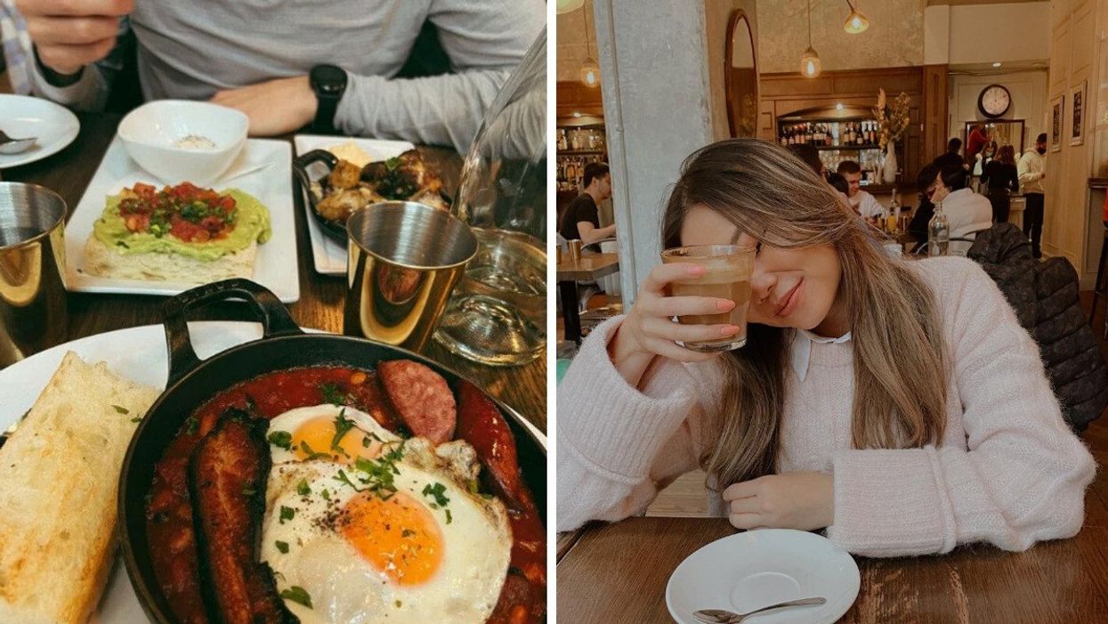 Brunch at Medina Cafe in Vancouver. Right: Someone at Medina Cafe in Vancouver, B.C.