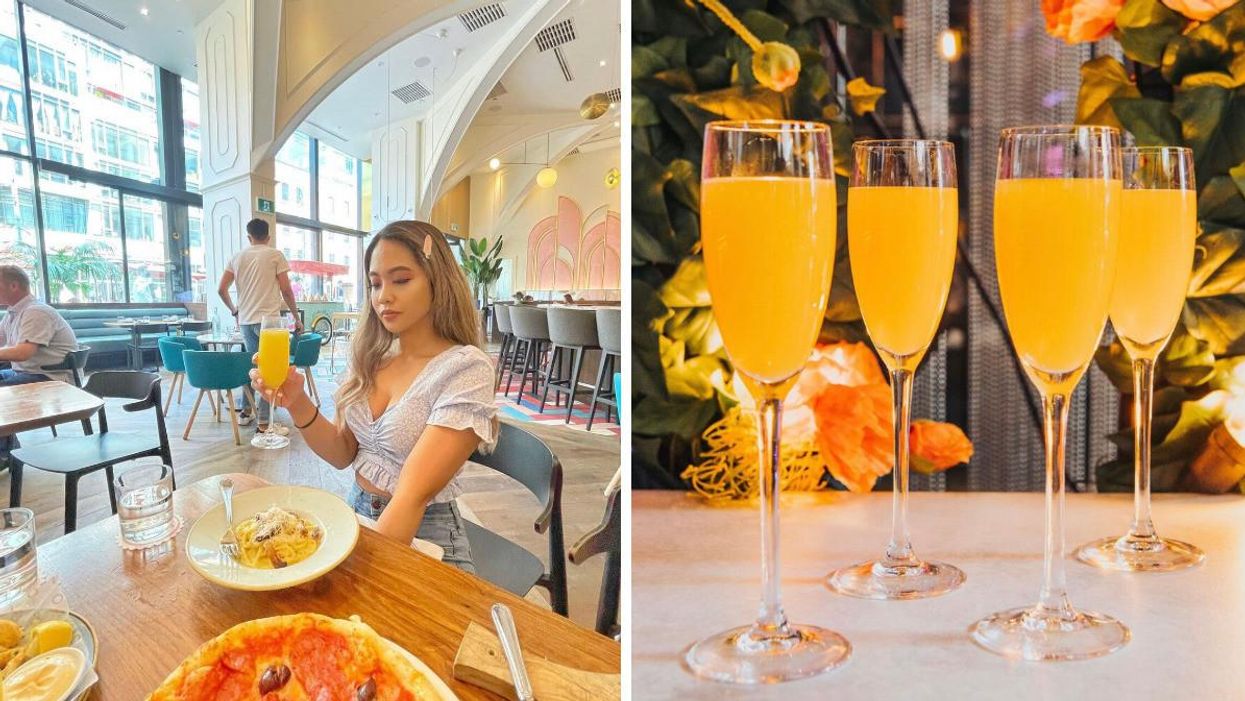 Brunch at Oretta in Toronto, Ontario. Right: Mimosas at STK Steakhouse in Toronto, Ontario.