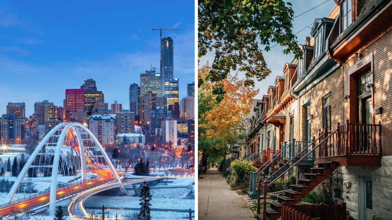 Buildings in Edmonton. Right: Houses in Montreal.