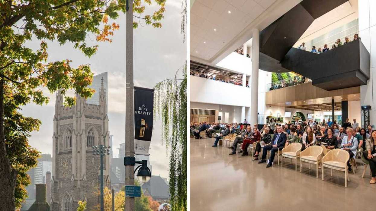 buildings on university of toronto campus. right: the co-operators employees in headquarter building