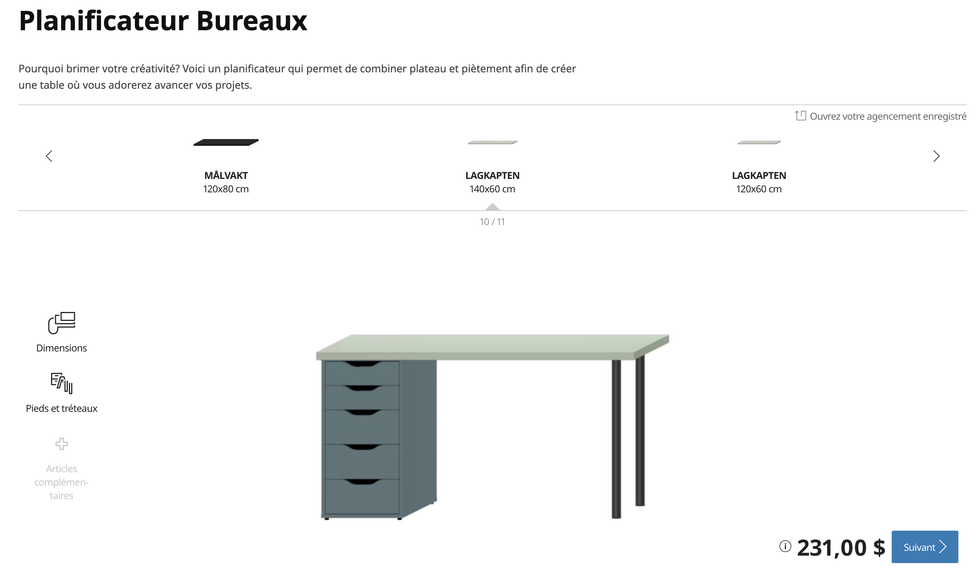 Bureau personnalisable au IKEA.