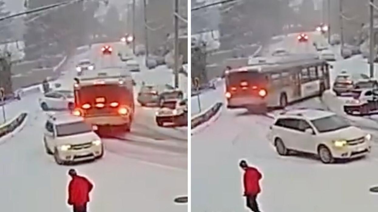 Bus on street in Coquitlam, B.C.