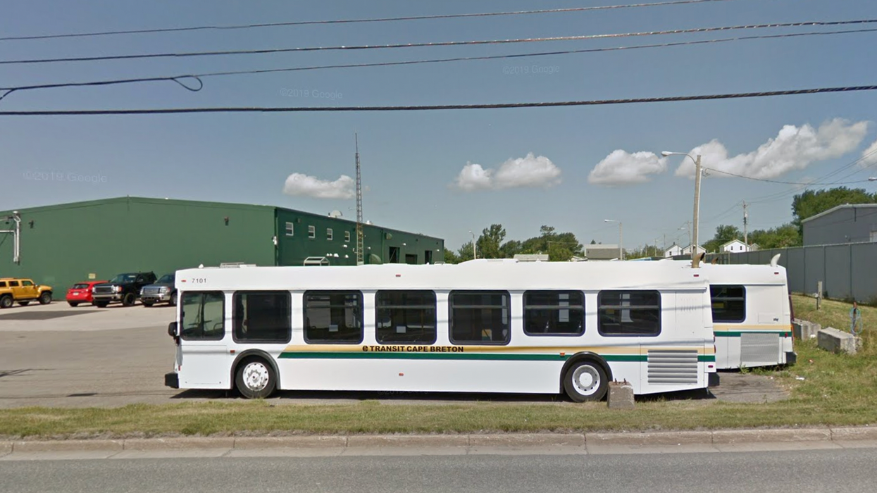 Bus Parked at Cape Breton Transit Depot in Sydney, NS.