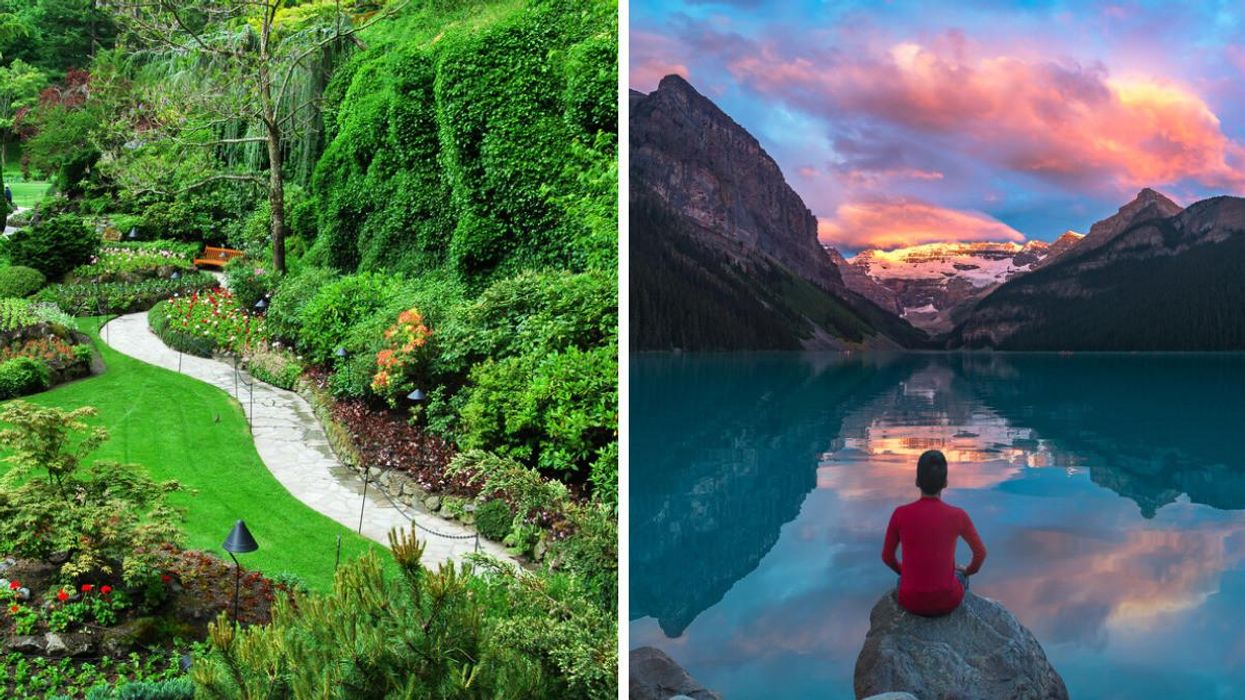 Butchart Gardens. Right: Lake Louise