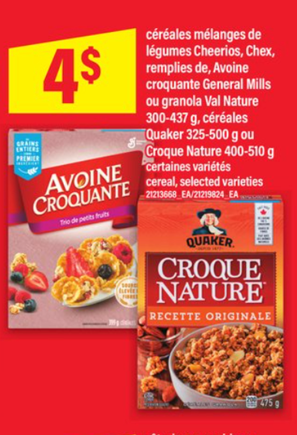 C\u00e9r\u00e9ales dans la circulaire du Maxi.