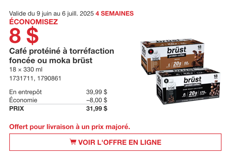 C\u00e9r\u00e9ales granola Croque Nature de Quaker en rabais dans la circulaire du Costco jusqu'au 6 juillet 2025.