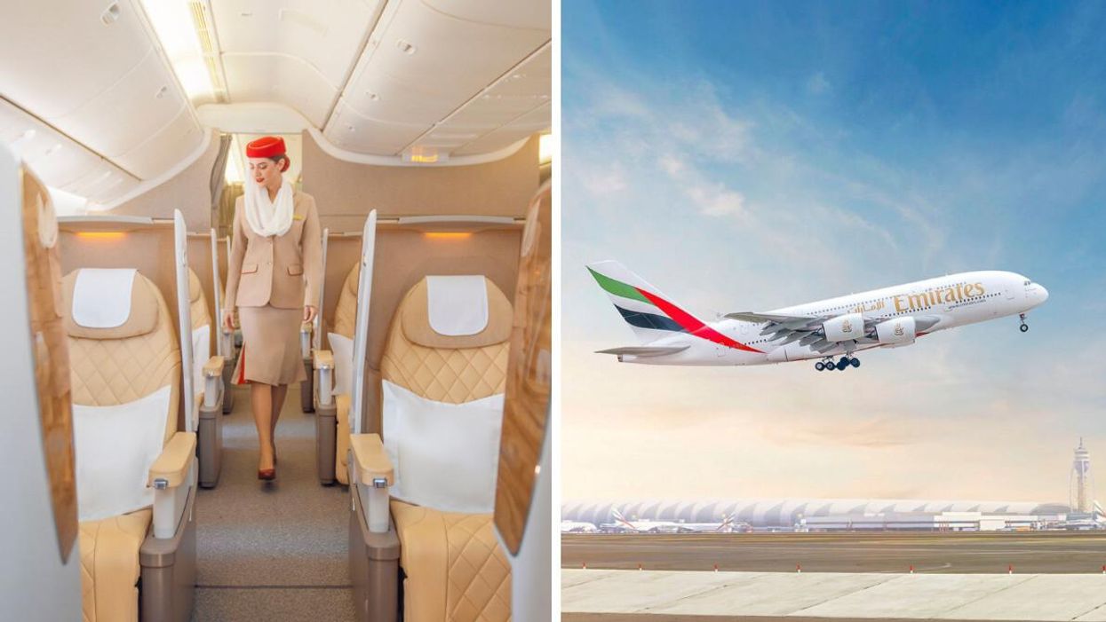 Cabin crew. Right: Emirates airlines.