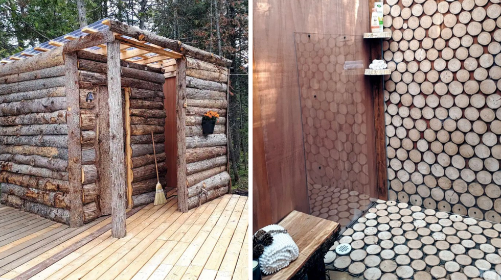 Cabine salle de bain. Droite : Douche.