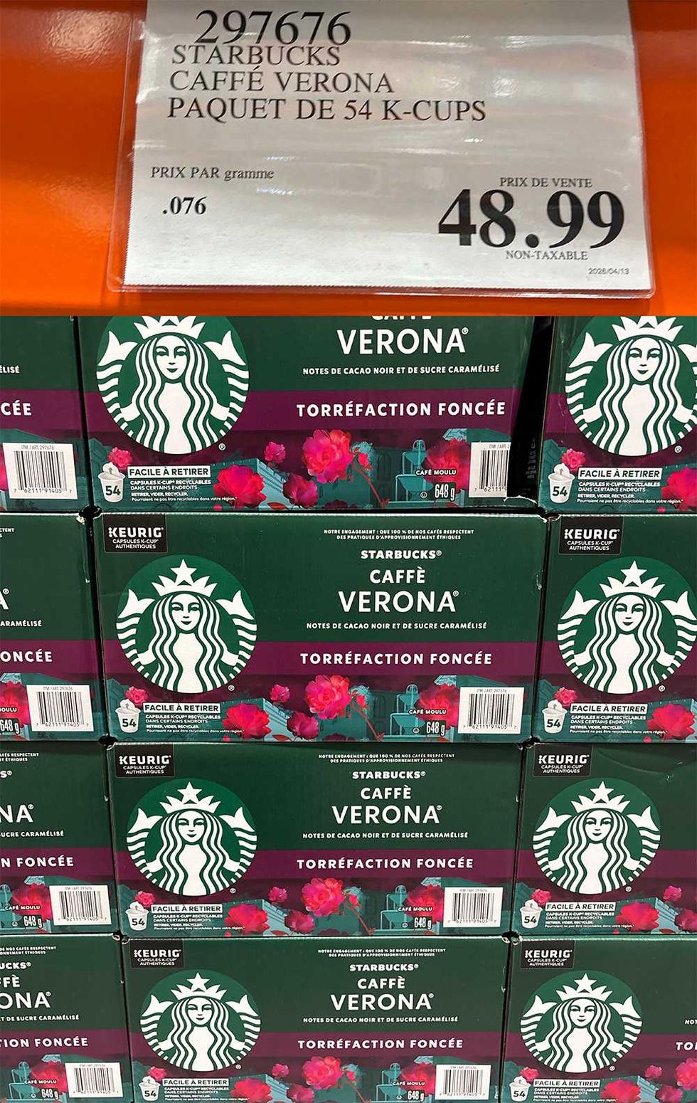 Caf\u00e9 Verona torr\u00e9faction fonc\u00e9e Starbucks