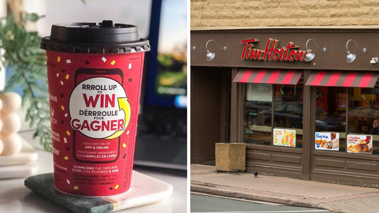 Café Tim Hortons. Droite : Tim Hortons.
