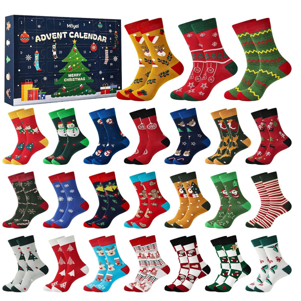 Calendrier de chaussettes festives.