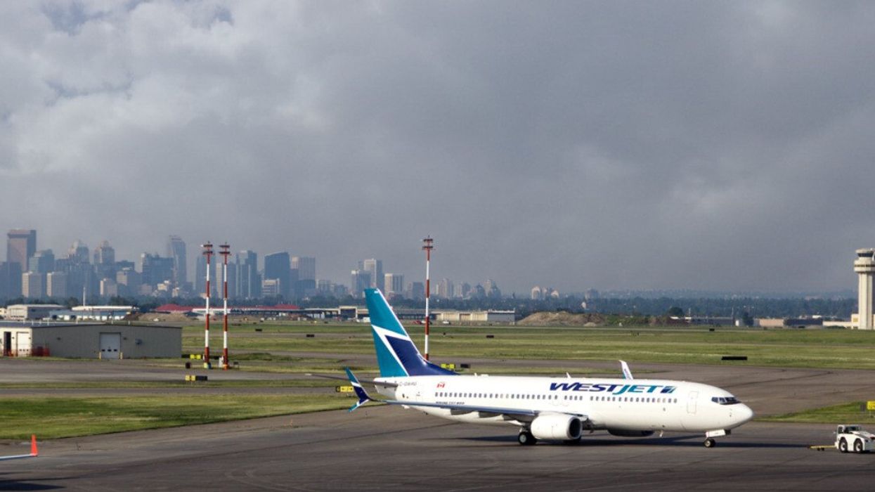 Calgary Airport WestJet plane.