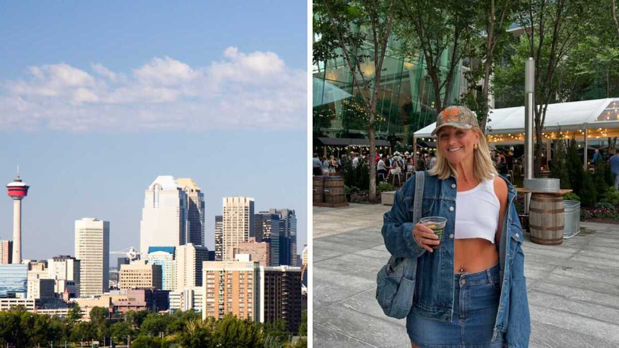 Calgary city. Right: A person on the street.