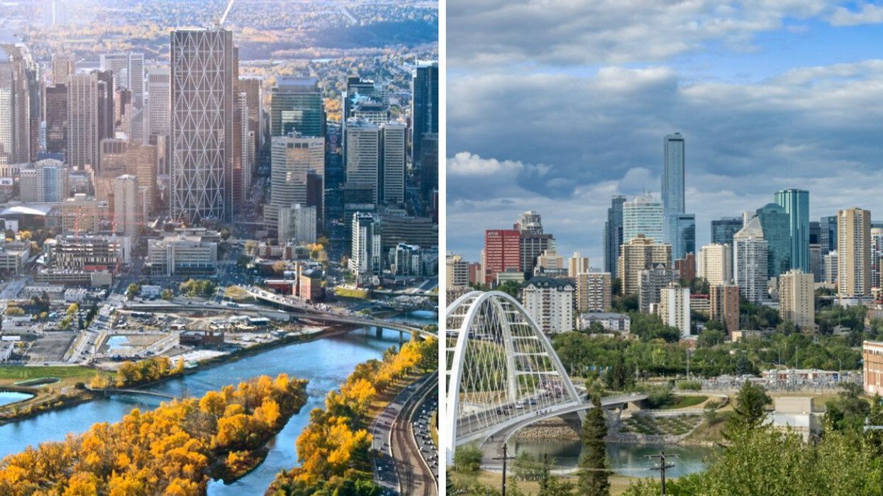 Calgary in Alberta. Right: Edmonton Alberta.