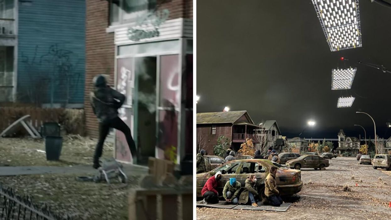 Calgary in The Last Of Us. Right: A huge set built for The Last Of Us episode five.