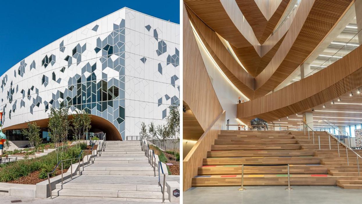 Calgary Public Library. Right: Inside the Calgary Public Library.