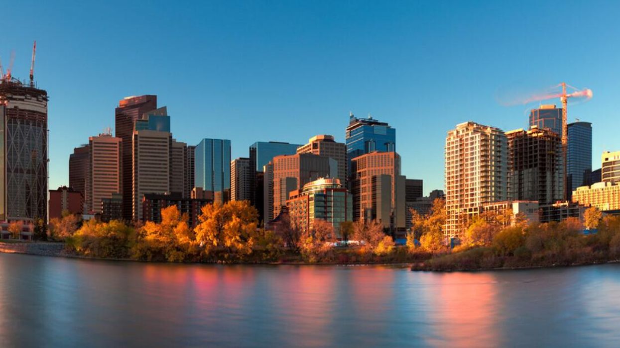 Calgary skyline along the water.