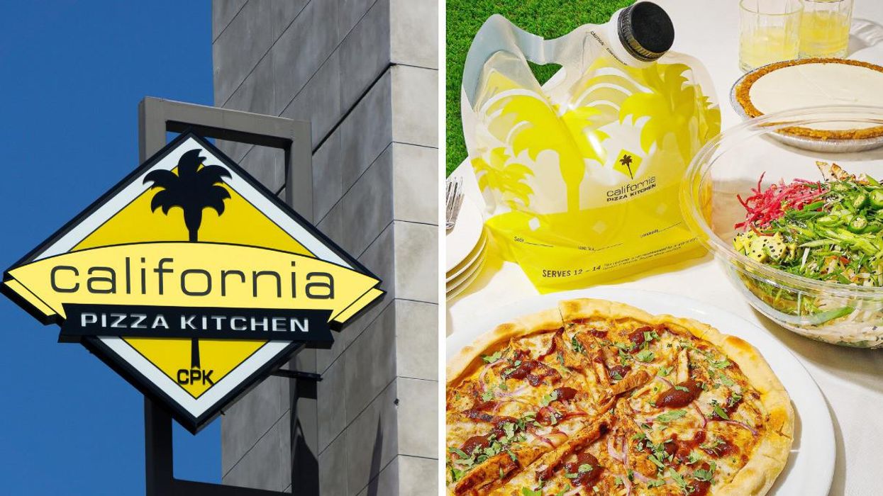 California Pizza Kitchen. Right: Food from California Pizza Kitchen.