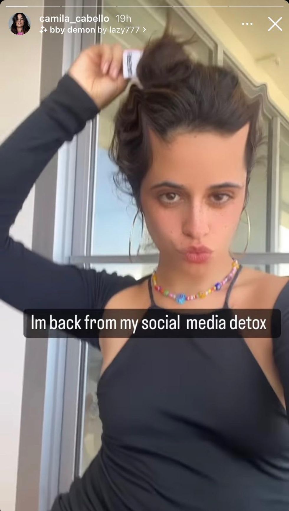 Camila Cabello posting to her story.
