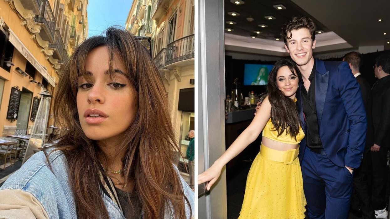 Camila Cabello. Right: Camila Cabello and Shawn Mendes.