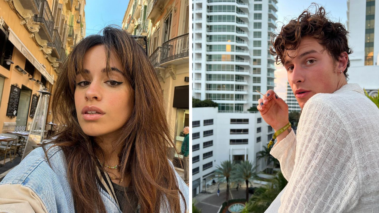 Camila Cabello. Right: Shawn Mendes.