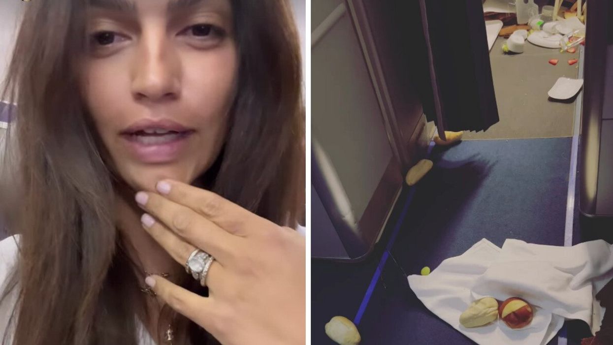 Camila McConaughey. Right: Image of the aftermath from the turbulence.