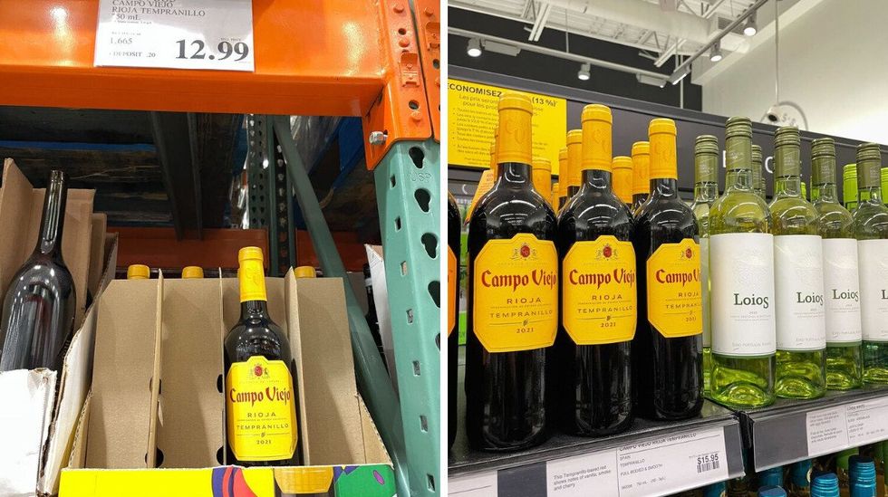 campo viejo rioja tempranillo bottles on shelves at costco and the lcbo