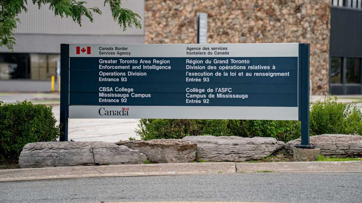canada border services agency sign with government of canada logo outside building