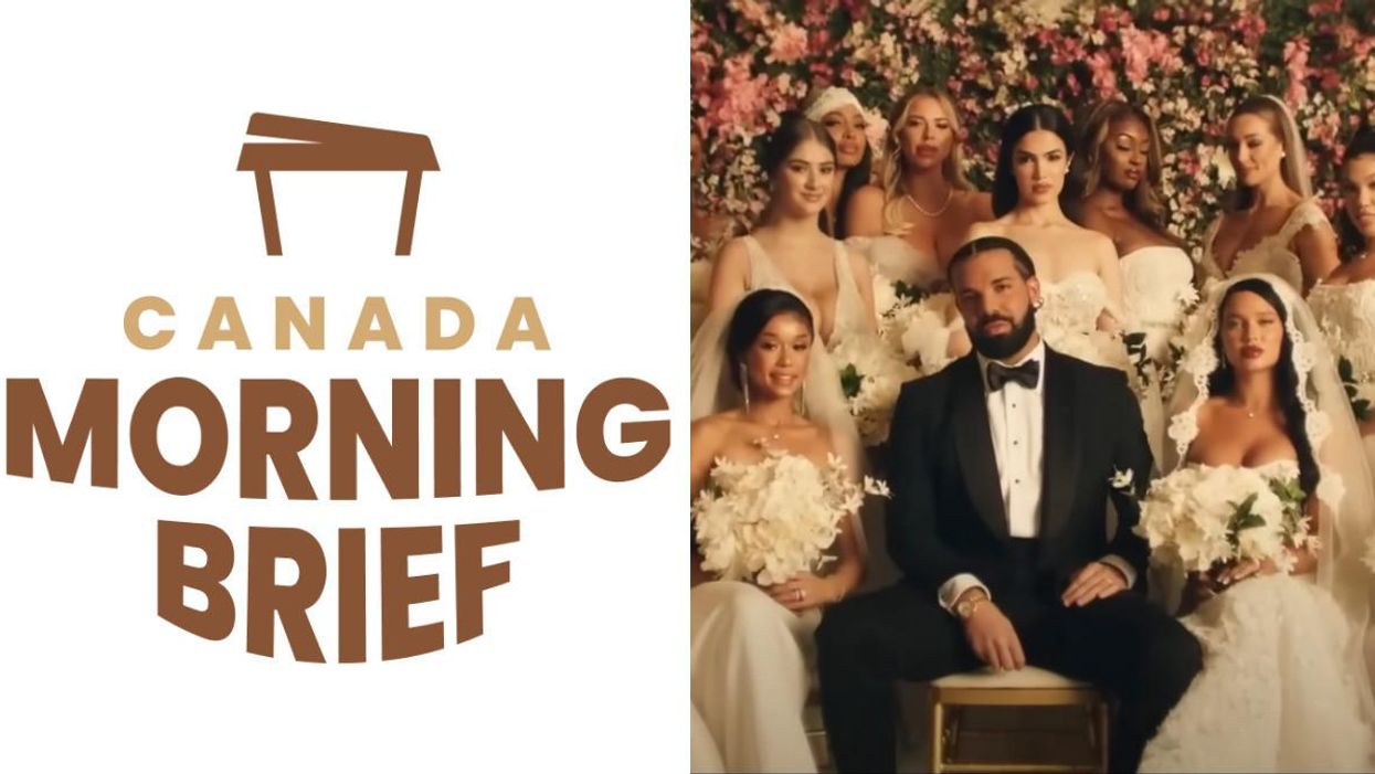 Canada Morning Brief logo. Right: Drake in his new music video for 'Falling Back.'