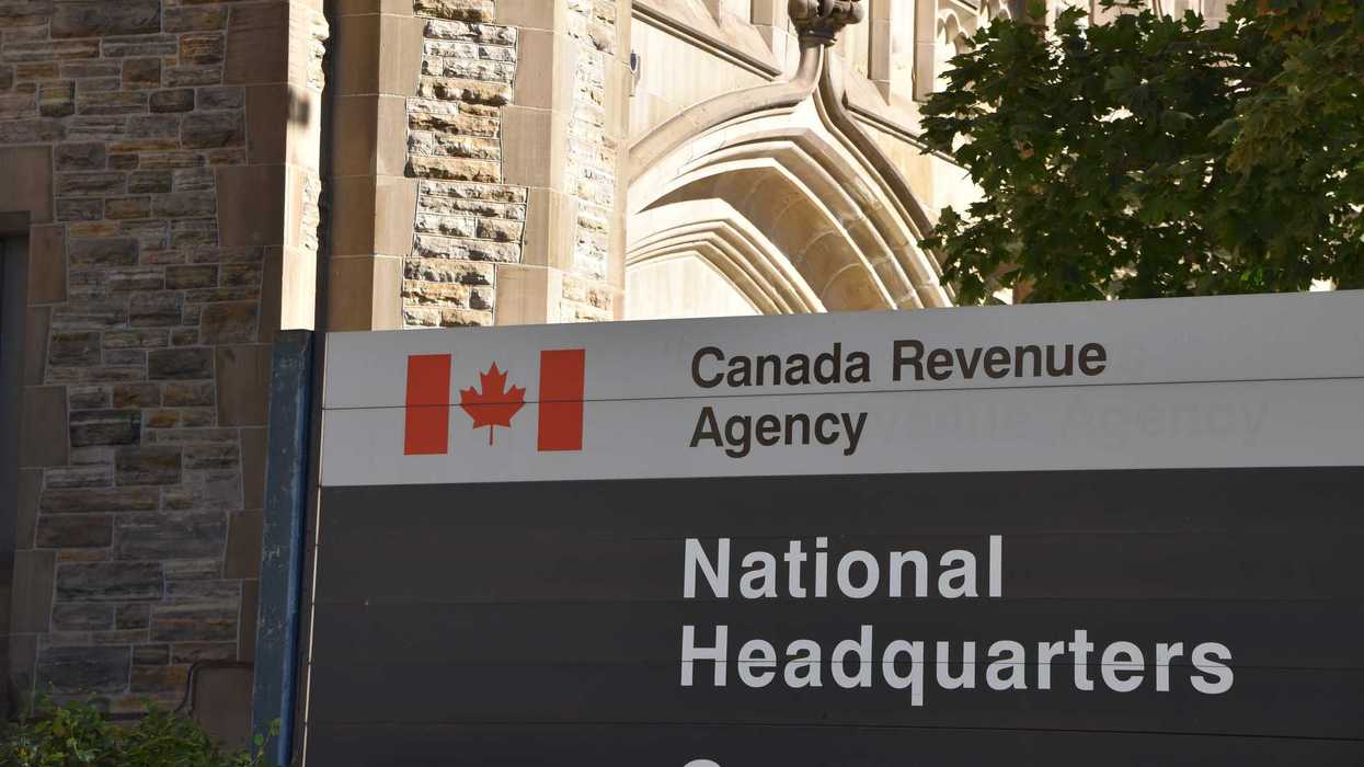 canada revenue agency sign at national headquarters building in ottawa