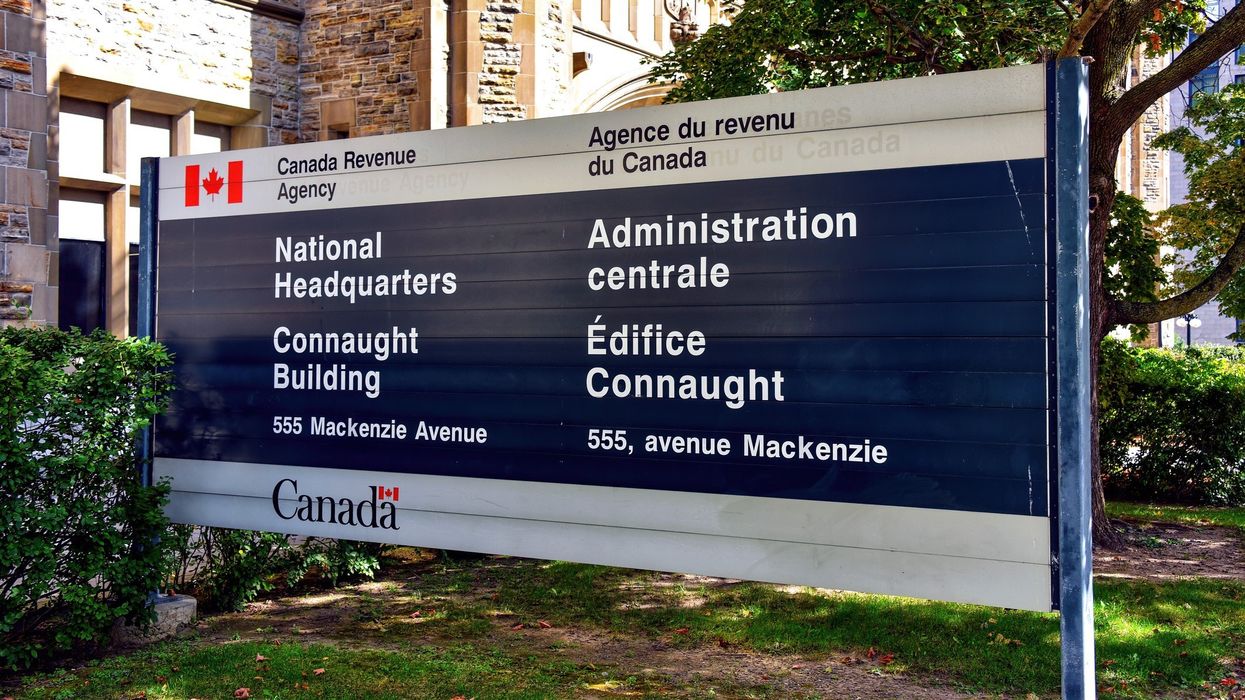 Canada Revenue Agency sign at the national headquarters in Ottawa.