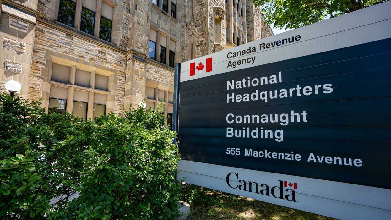 canada revenue agency sign in front of headquarters building in ottawa