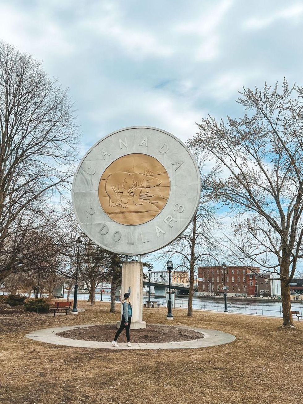 Canada's giant toonie in Campbellford, Ontario.