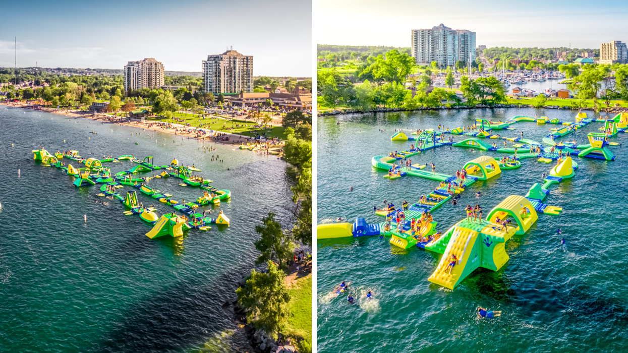 Canada's largest inflatable water park at Centennial Beach in Barrie Ontario.