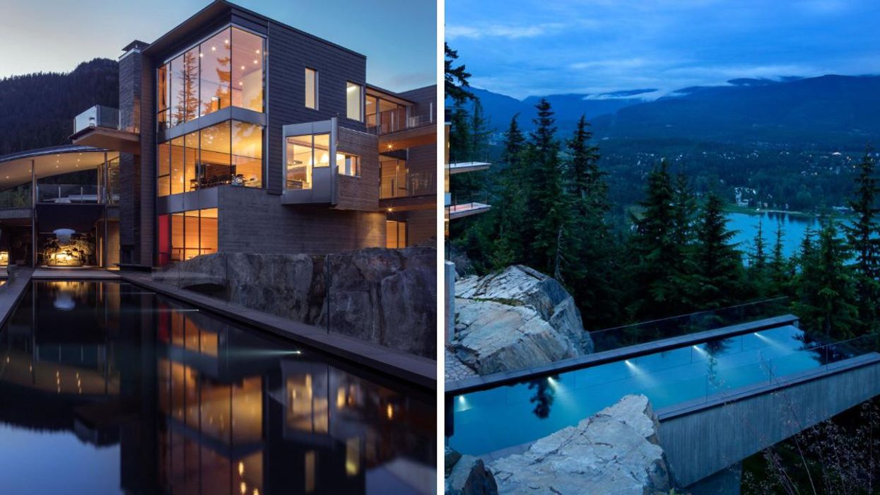 Canada's most expensive home exterior. Right: Canada's most expensive home's pool.