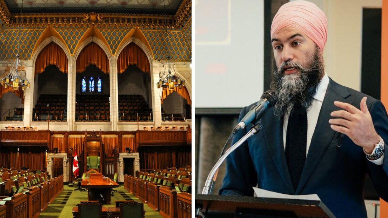 Canada's Parliament. Right: Jagmeet Singh.