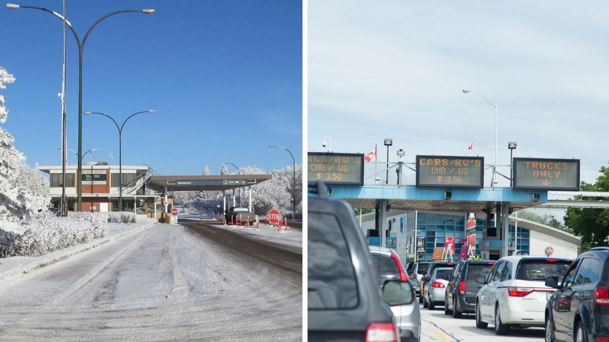 Canada-U.S. border crossings in Manitoba and Ontario.