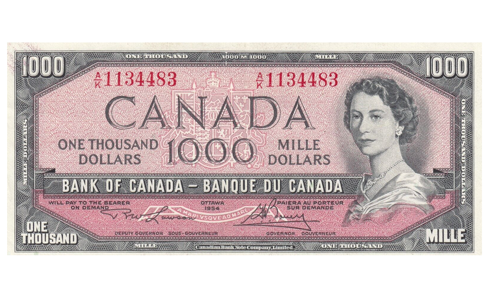 Canadian $1,000 bill (1954).