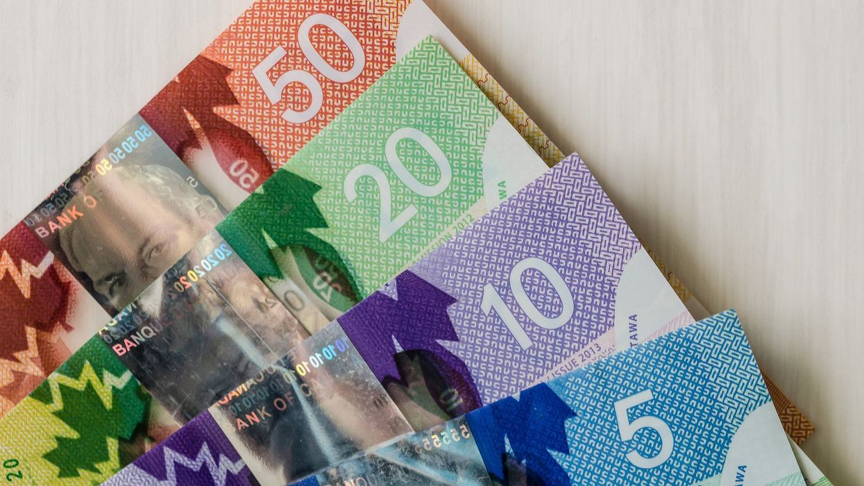 Canadian $5, $10, $20 and $50 bills.