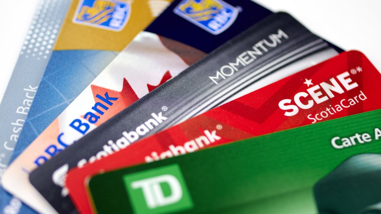 Canadian bank cards from TD, Scotiabank and RBC.