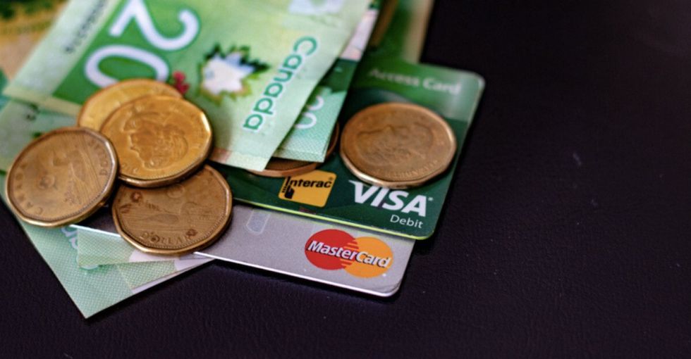 Canadian currency and access cards.