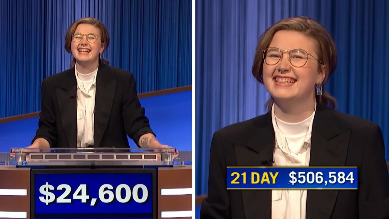 Canadian Jeopardy! champion Mattea Roach during the game that aired on May 3.
