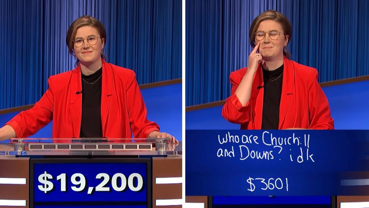 Canadian Jeopardy! champion Mattea Roach during the game that aired on May 6.