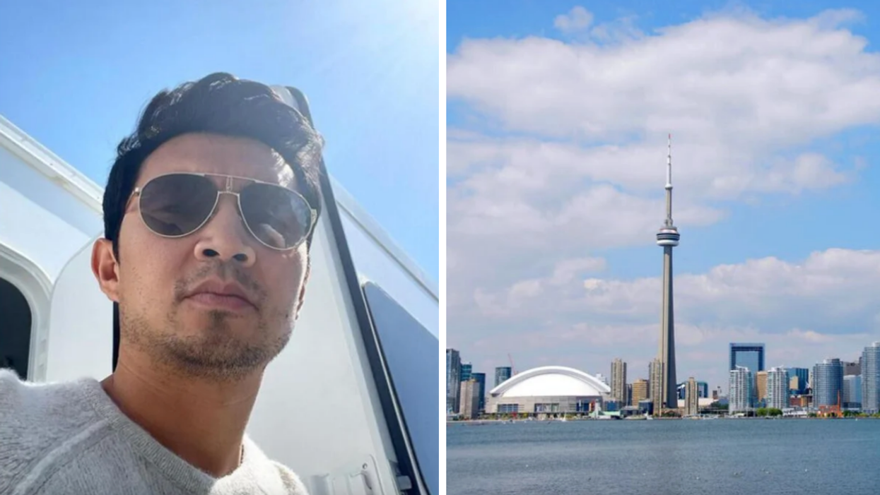Canadian Marvel star Simu Liu. Right: The Toronto downtown skyline.