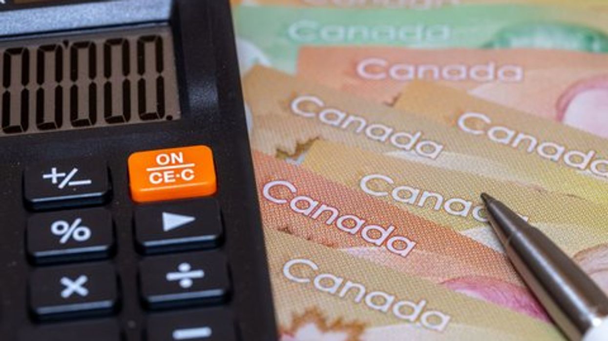 Canadian money and a calculator.