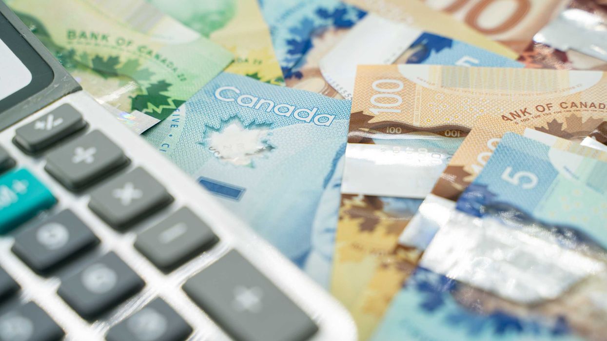 Canadian money and a calculator.