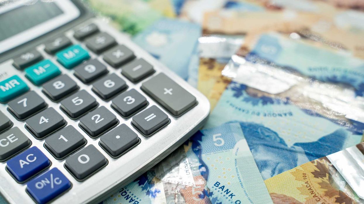 Canadian money and a calculator.