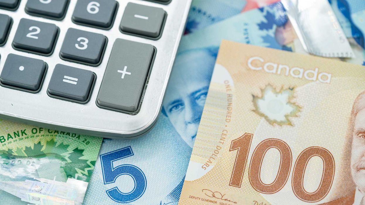 Canadian money and a calculator.