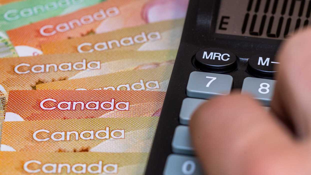 Canadian money and a calculator.